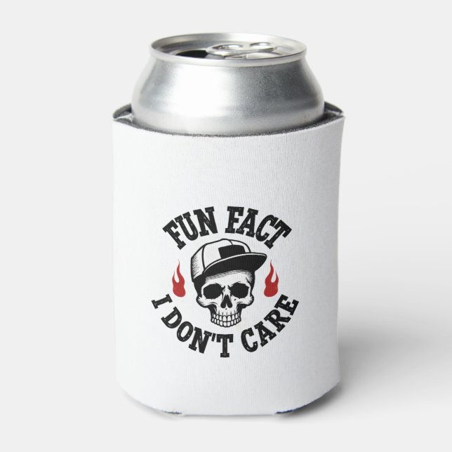 Fun Fact I Don't Care Funny Skeleton Saying (2) Can Cooler (Can Front)
