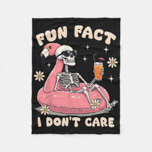 Fun Fact I Don't Care Sarcastic Skeleton Summer Vi Fleece Blanket