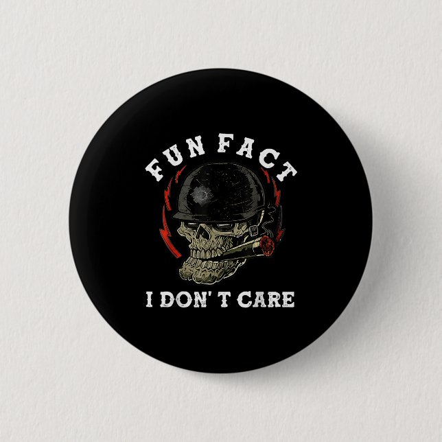Fun Fact I Don't Care Skull Funny Quote  Button (Front)