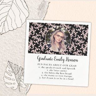 Fun Fact Pink Rococo Graduate Photo Graduation  Napkins