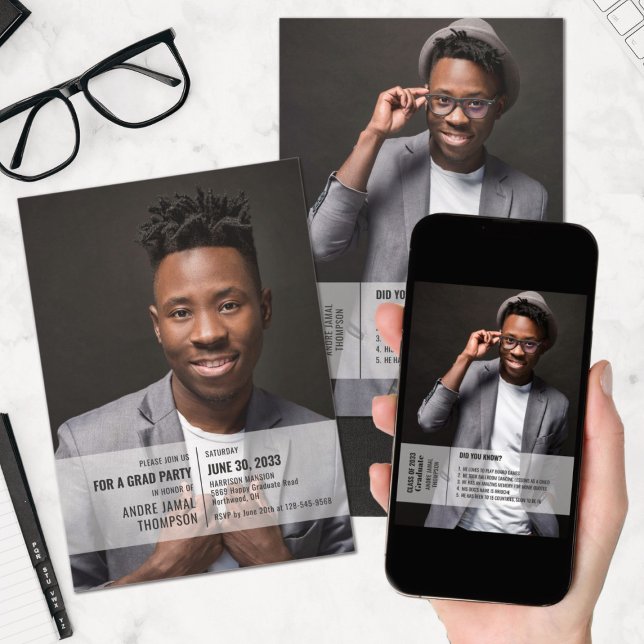 Fun facts 2 photo graduation announcement invite (Creator Uploaded)