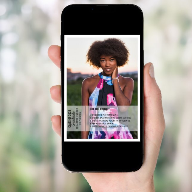 Fun facts 2 photo modern graduation invitation (Front Digital)