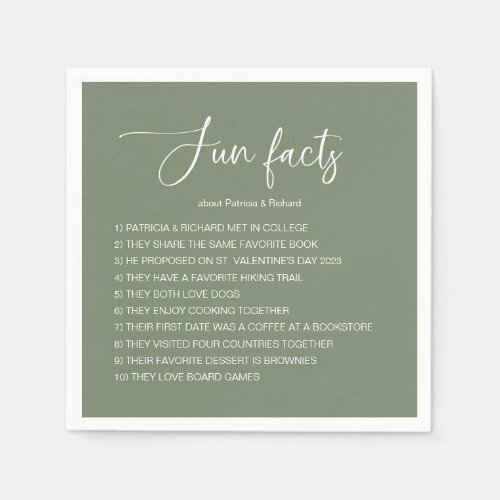 Fun Facts About Bride And Groom Wedding  Napkins