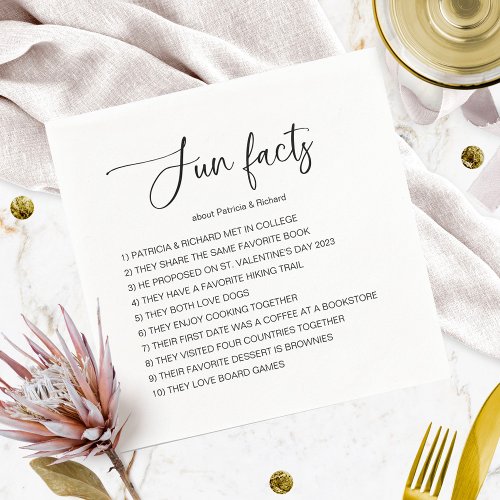Fun Facts About Bride And Groom Wedding  Napkins