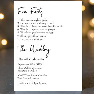 Fun Facts about the Bride and Groom Modern Wedding Invitation