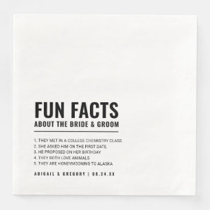 Fun Facts About The Bride + Groom Wedding Paper Dinner Napkins