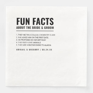 Fun Facts About The Bride + Groom Wedding Paper Dinner Napkins