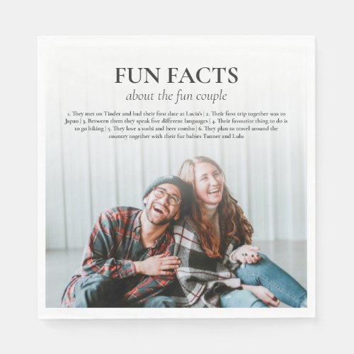 Fun Facts About the Couple Engagement or Wedding  Napkins