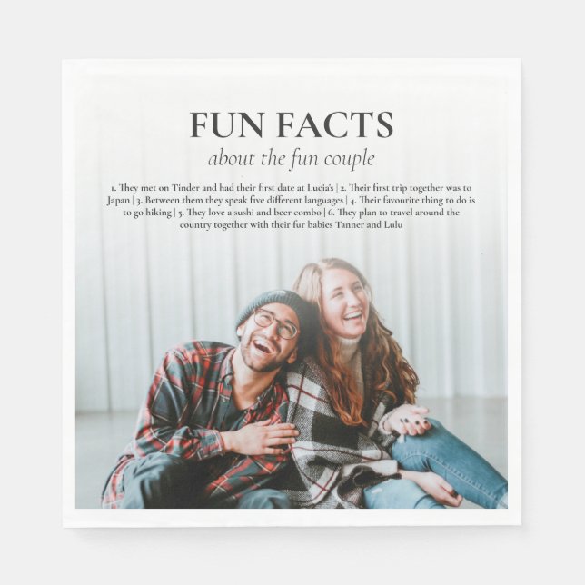 Fun Facts About the Couple Engagement or Wedding  Napkins (Front)