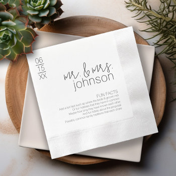 Fun Facts About The Couple - Modern Wedding Napkins by JustWeddings at Zazzle