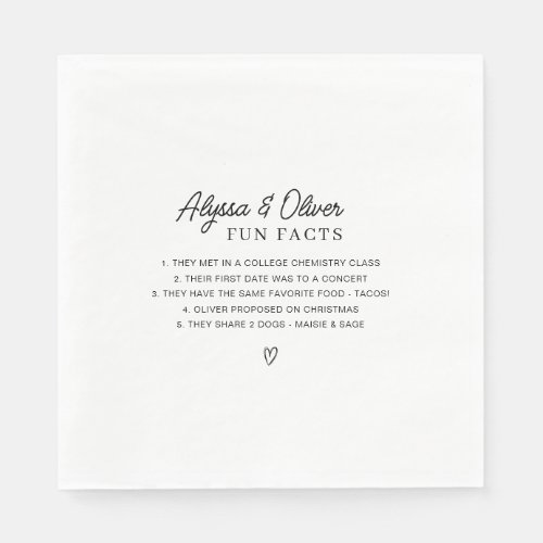 Fun Facts About The Couple Wedding Napkins
