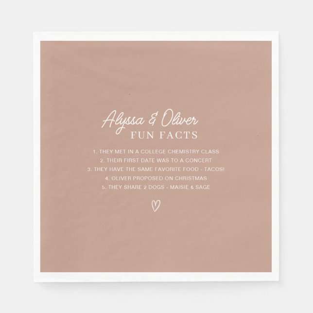 Fun Facts About The Couple Wedding Napkins (Front)