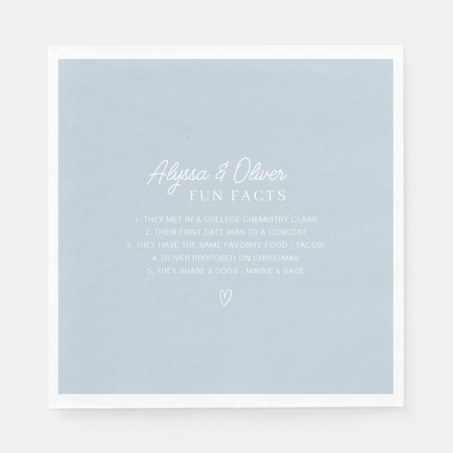 Fun Facts About The Couple Wedding Napkins (Front)