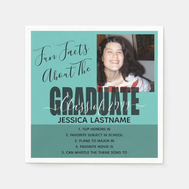 Fun Facts About the Graduate Any Year Photo Napkins (Front)