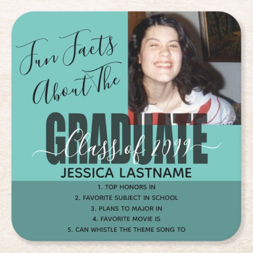 Fun Facts About the Graduate Any Year Photo Square Paper Coaster