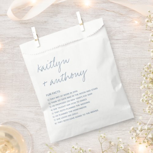 Fun Facts About The Newlyweds Modern Wedding Favor Bag