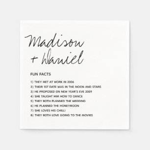 Fun Facts About The Newlyweds Modern Wedding Napkins