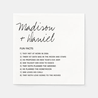Fun Facts About The Newlyweds Modern Wedding Napkins