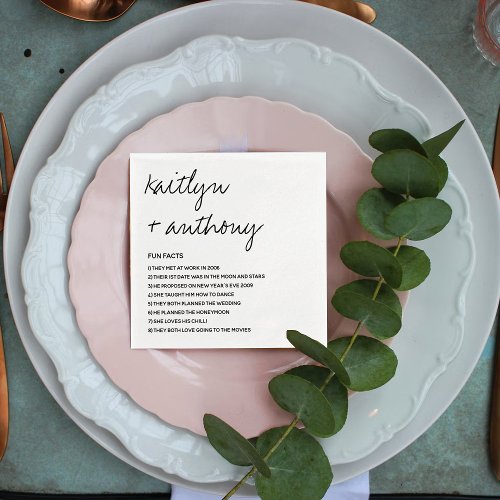 Fun Facts About The Newlyweds Modern Wedding Napkins