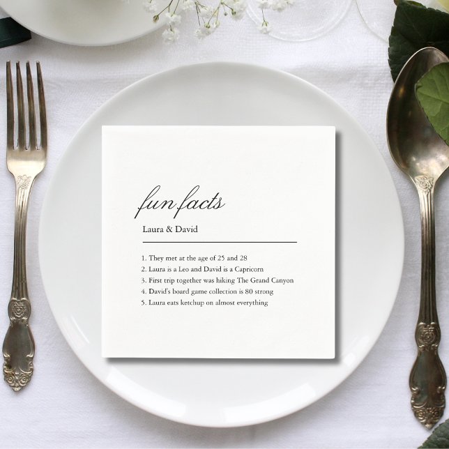 Fun Facts About The Newlyweds Modern Wedding Napkins (Creator Uploaded)