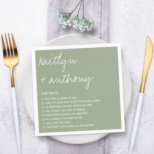 Fun Facts About The Newlyweds Modern Wedding Napkins (Creator Uploaded)