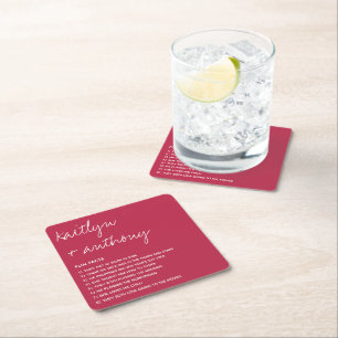 Fun Facts About The Newlyweds Modern Wedding Square Paper Coaster