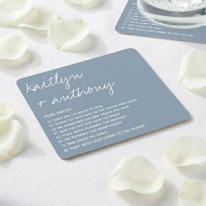 Fun Facts About The Newlyweds Modern Wedding Square Paper Coaster