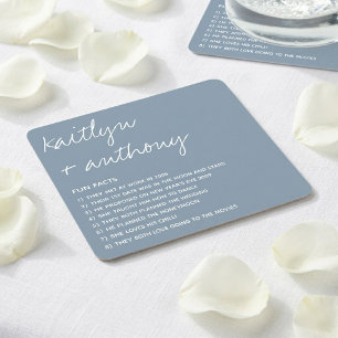 Fun Facts About The Newlyweds Modern Wedding Square Paper Coaster