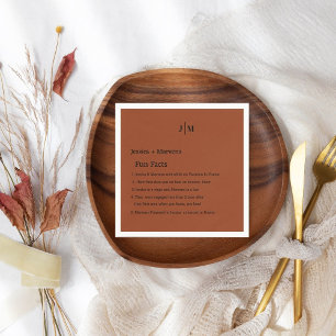 Fun Facts About The Newlyweds Terracotta wedding Napkins