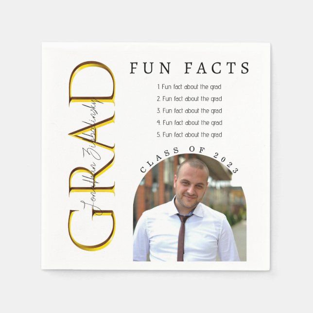 Fun Facts Arched Photo Graduation Napkins (Front)
