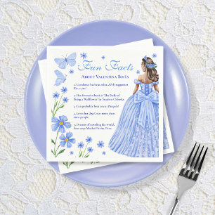 Fun Facts Baby Blue Quinceañera Floral Napkins