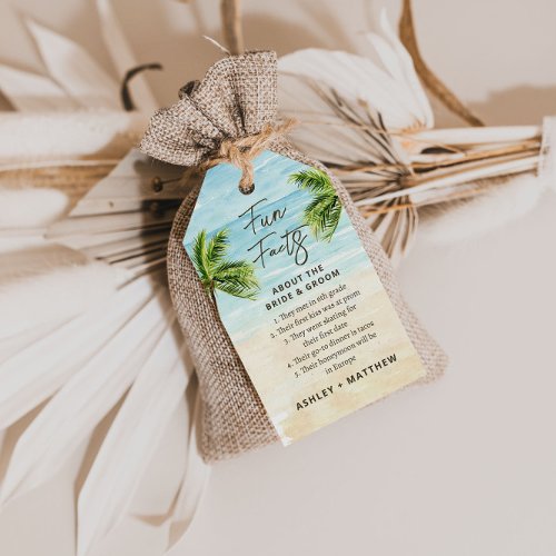 Fun Facts Beach Wedding Bridal Shower Favor Tags