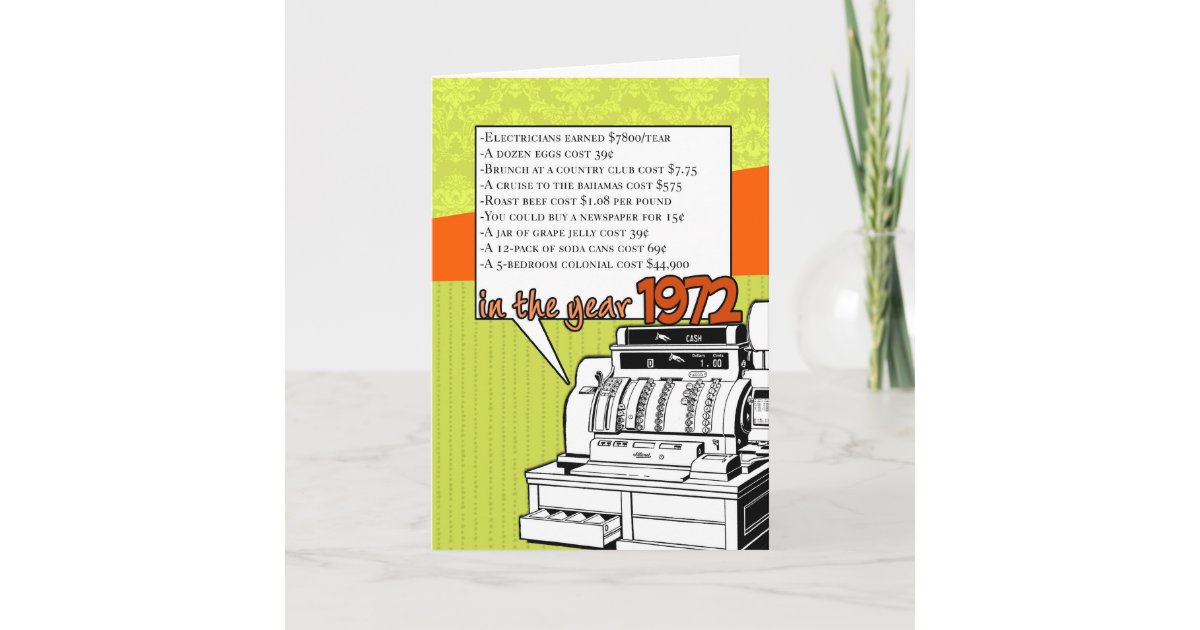 Fun Facts Birthday – Cost of Living in 1972 Card | Zazzle.com