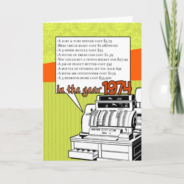 Fun Facts Birthday – Cost of Living in 1974 Card (Front)