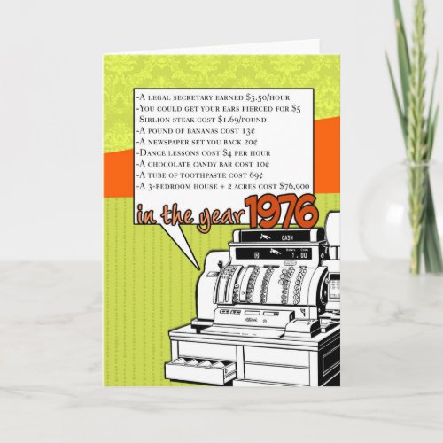 Fun Facts Birthday _ Cost of Living in 1976 Card