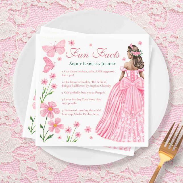 Fun Facts Blush Pink Quinceañera Floral Napkins (Fun Facts Blush Pink Quinceañera Floral Napkins)