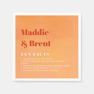 Fun Facts Bold Modern Orange Sunset Joyful Wedding Napkins
