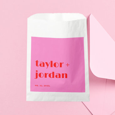 Fun facts Bold Typography Pink Red Wedding Favor Bag