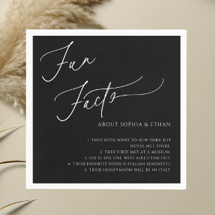 Fun Facts Calligraphy Wedding Black Napkins