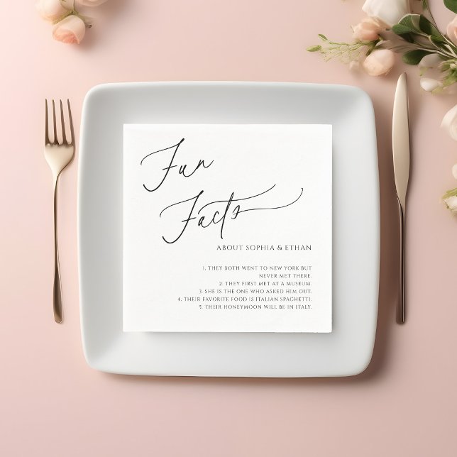 Fun Facts Calligraphy Wedding White Napkins (Creator Uploaded)