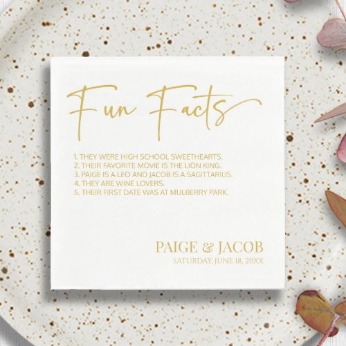 Fun Facts Champagne White Classic Minimal Wedding Napkins