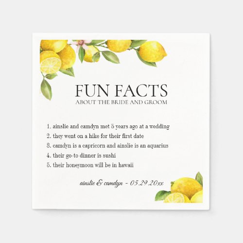 Fun Facts Citrus Orchard Personalized Napkins
