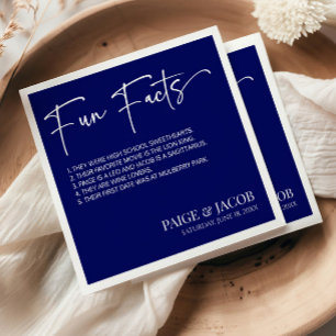 Fun Facts Dark Navy White Classic Minimal Wedding Napkins