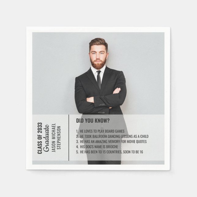 Fun facts did you know graduation photo modern napkins (Front)