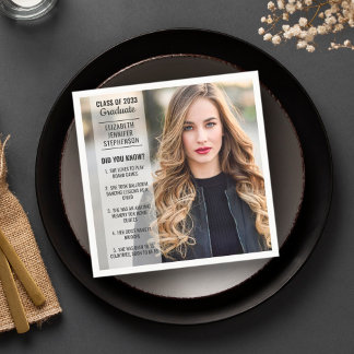 Fun facts did you know graduation photo modern napkins