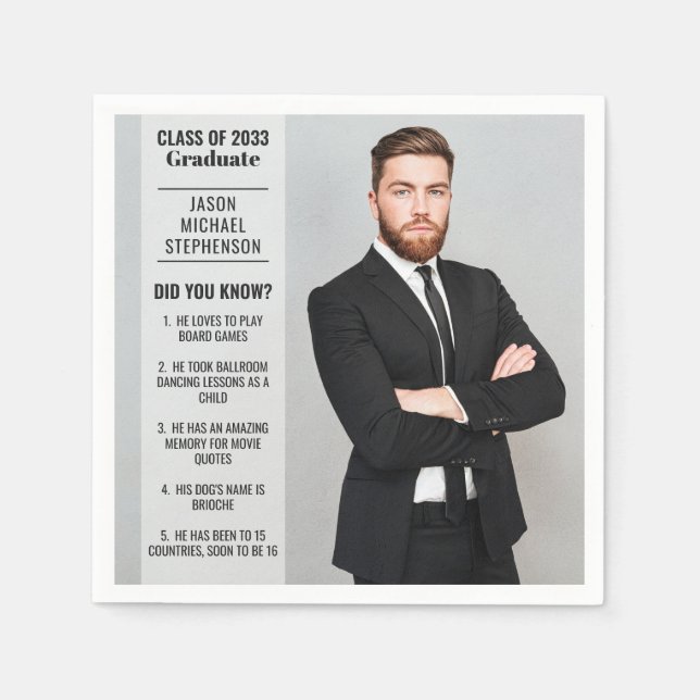 Fun facts did you know graduation photo modern napkins (Front)