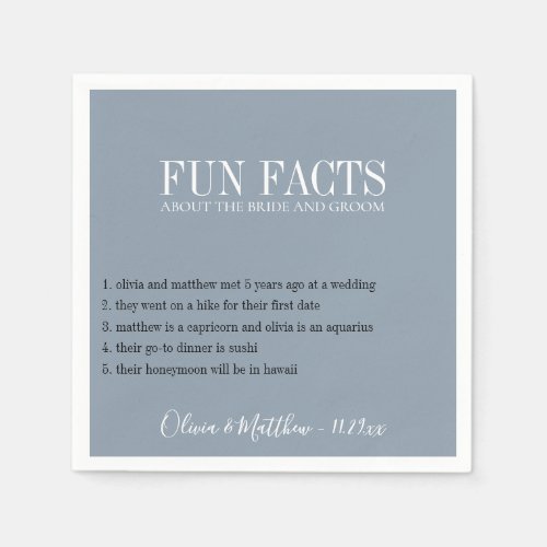 Fun Facts Dusty Blue Napkins