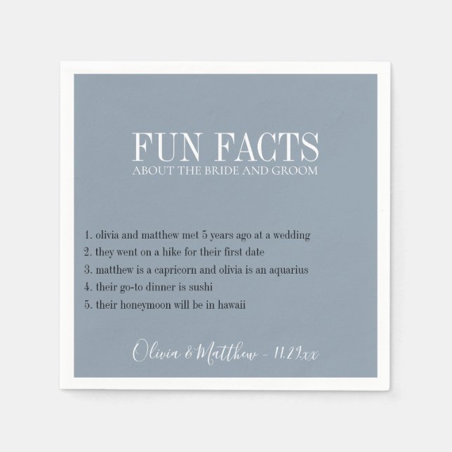 Fun Facts Dusty Blue Napkins (Front)
