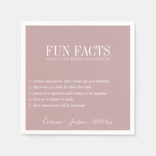 Fun Facts Dusty Mauve Personalized Napkins