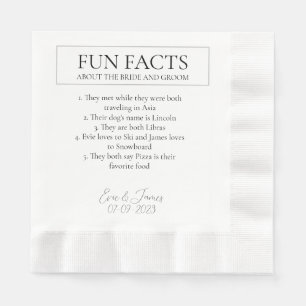 Fun Facts Elegant Bride and Groom Wedding Napkins